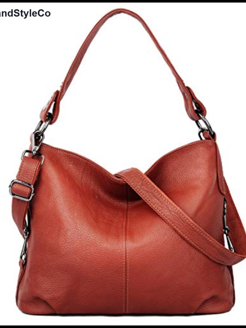 Genuine Leather Hobo Shoulder Bag Crossbody Purse Detachable Strap